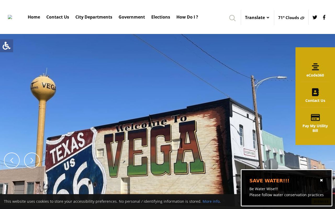 Vega city offices and local route for Vega warrant records