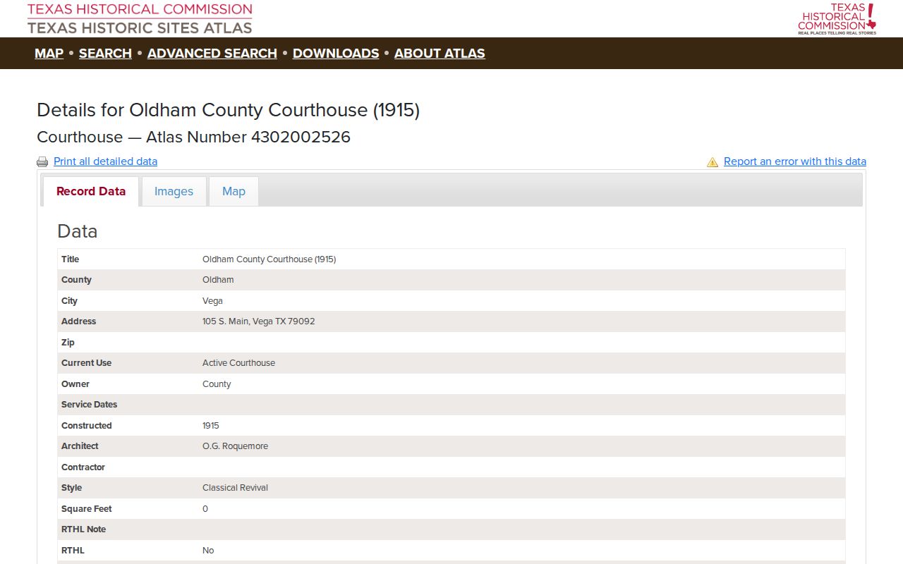 Oldham County courthouse context for county warrant records